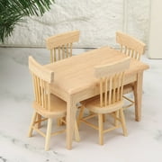 Doll House Furniture Miniature 1/12 Scale Accessories Dollhouse Table and Chairs Miniature Wooden Table Miniature Plates Tableware for Dollhouse Kitchen Food Decoration Accessories[Wooden]