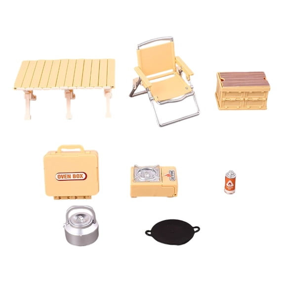 Doll House Furniture Set With Miniature Foldable Chair And Table Figure For Camping Scene Display Setting Decoration