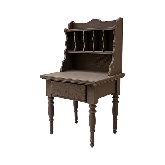 Doll House Miniature Dressing Table With Elegant Carvings 1:12 Scale Furniture Home Model Decoration Doll House Accessory