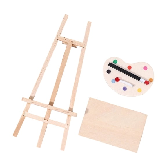 Doll House Miniature Easel Display Stand Set Safe Kids Playroom Furniture Model Figure For Creativity Development