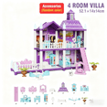 thumbnail image 1 of Doll House for Girls, 4 Rooms Huge Princess House Playset with 2Dogs & Furnitures, DIY Pretend Play Princess Castle Christmas Birthday Gifts for Kids, 1 of 5