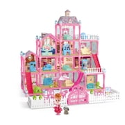 Doll House for Girls, 4-Story 13 Rooms Huge Toy Playset, 2 Dolls, Furnitures, Accessories, DIY Pretend Play House Toys Gifts for Kids