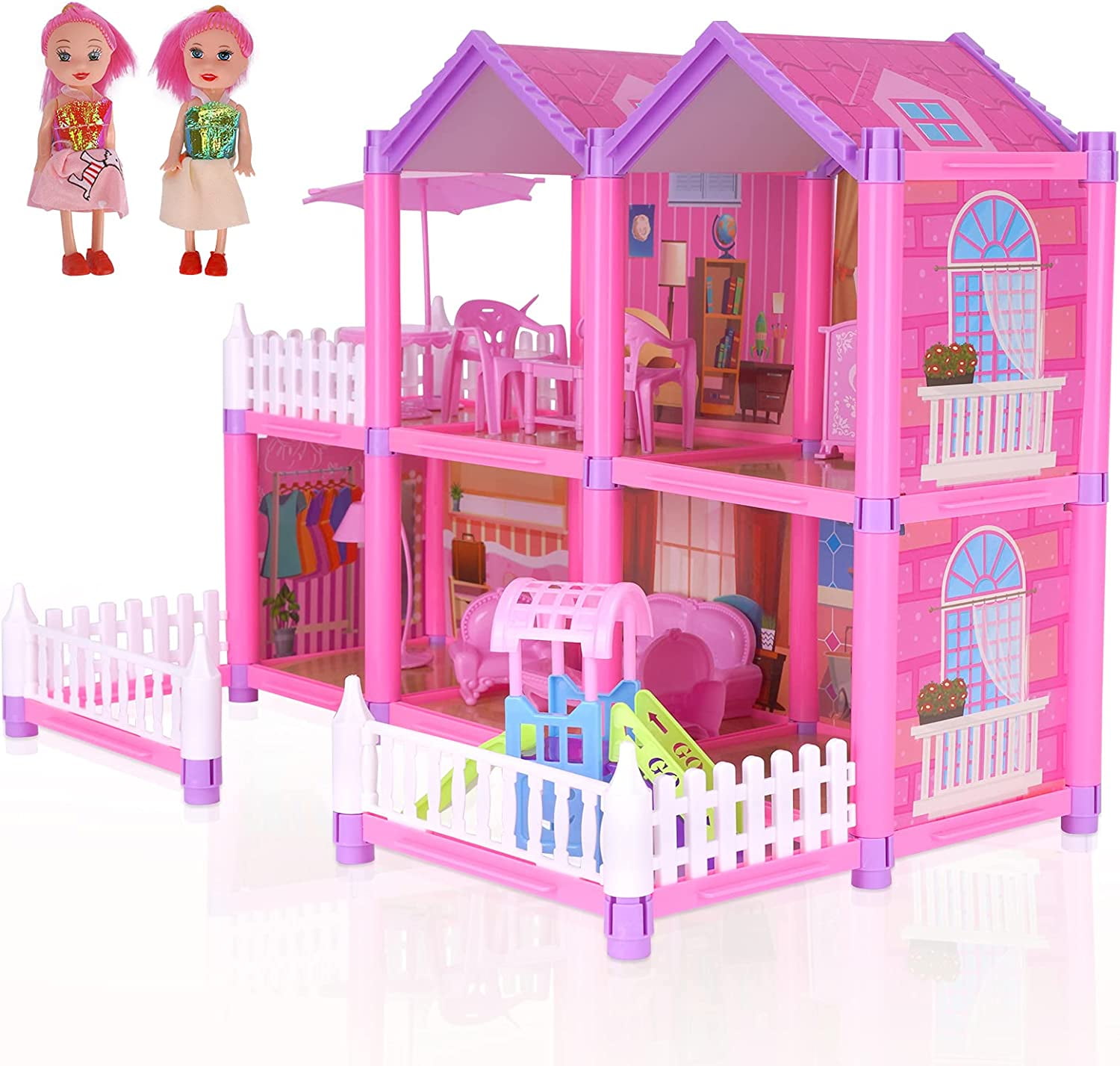 149 Piece Set Doll House for Girls,Dreamhouse, Princess Castle Set with Fully Furnished Fashion Dollhouse,Simulation Play House with Accessories,Gift Toy for Kids Ages 3 +