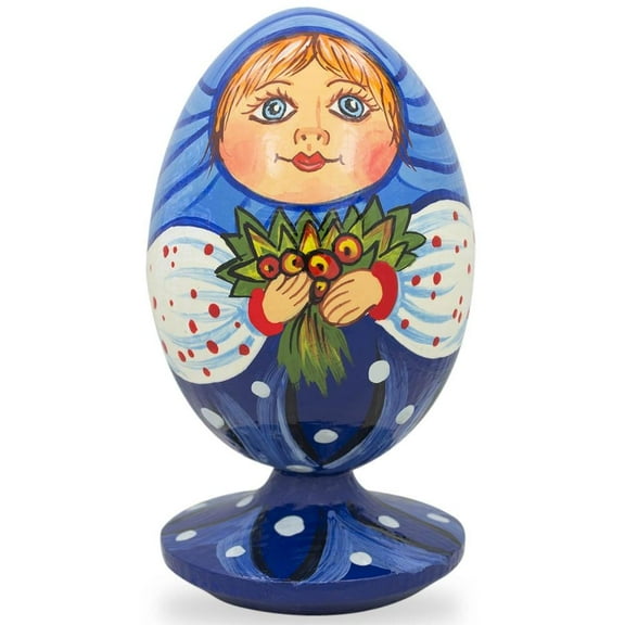 Doll Matryoshka with Flower Bouquet Wooden Figurine