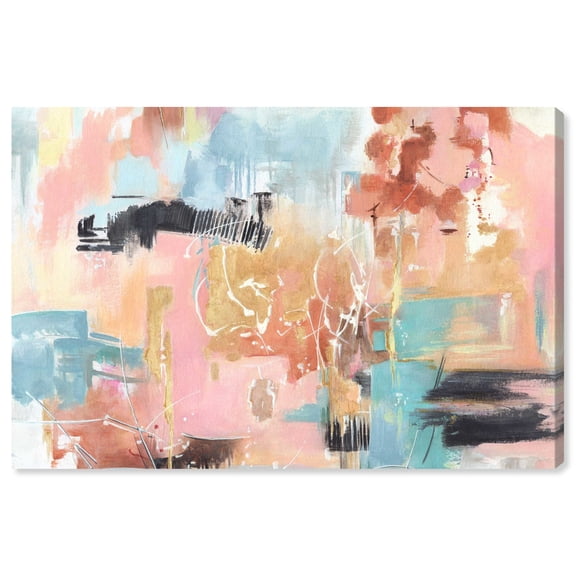 Doll Memories-Abstract Splashes Colorful Abstract Canvas Wall Art by Art Remedy, Gallery Wrapped, 45"x30"