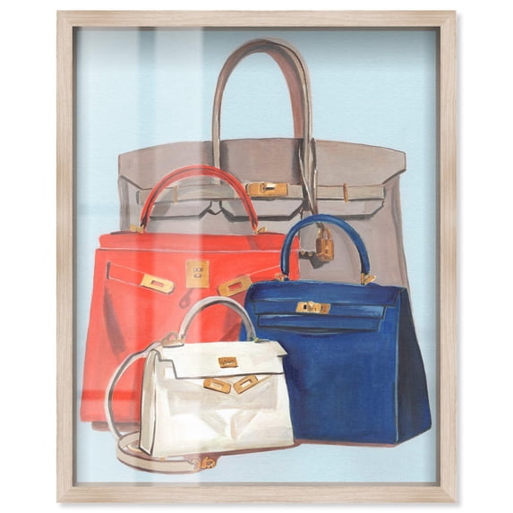 Doll Memories - Colorful Combo Shadowbox Print Modern Fashion Art by Art Remedy, Blonde Frame, 16 x 20