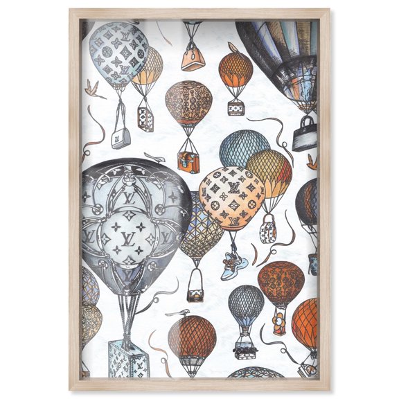 Doll Memories - Fashion Balloons Shadowbox Print Fashion Wall Art by Art Remedy, Blonde Frame, 36 x 54