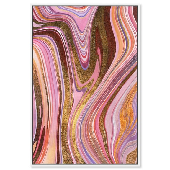 Doll Memories - Pink Geode Mineral, Agate & Geode Wall Art Canvas Wall Art by Art Remedy, White Floater Frame, 11" x 16"