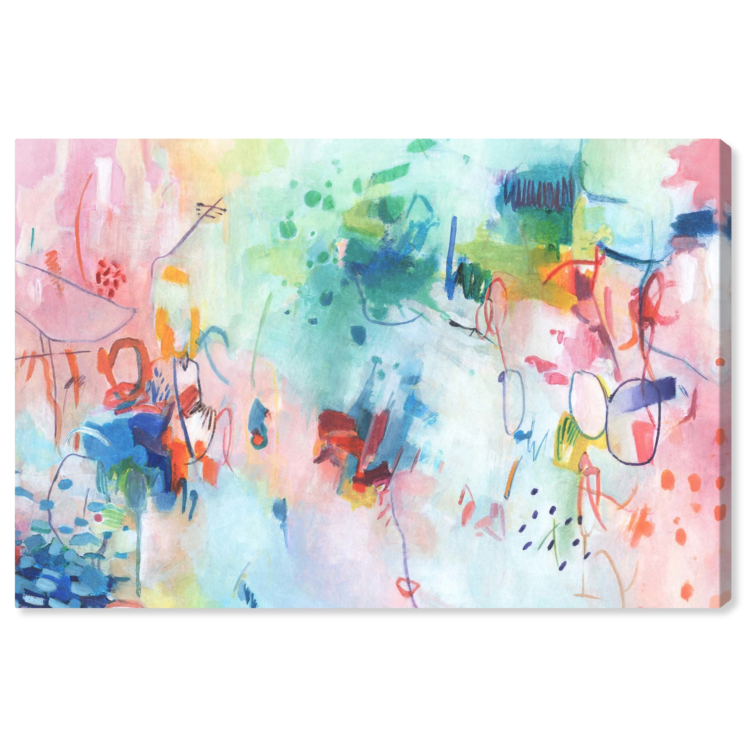 Colorful Abstract Canvas Wall Art in Rainbow Vibes, 30" x 20"