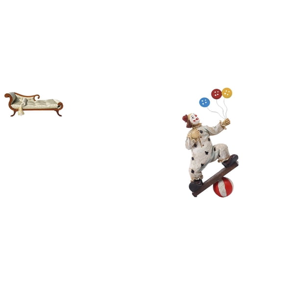 Doll Miniature Sofa Clown Figurine Statuette Wooden Accessory for Living Room Office Decoration Artwork Gift