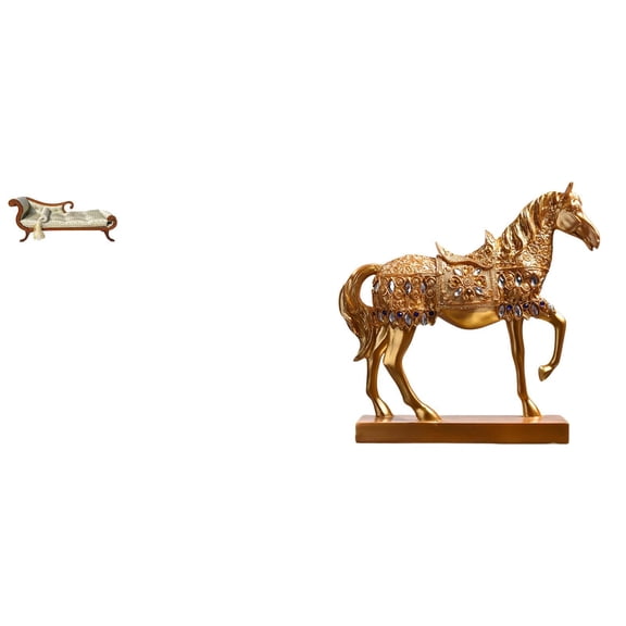 Doll Miniature Sofa Horse Figurine Wood Lounge Bench Realistic Resin Design for 1/12 Dollhouse Decor Scenes