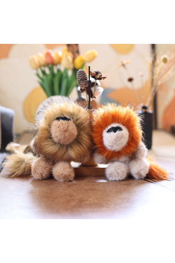 Doll Pendant Keychain Lion Shape Plush Doll Lightweight Key Holder Easy to Carry Keychain Backpack Accessories