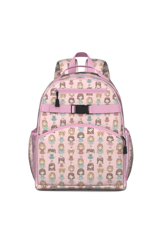 Doll Princess Pattern Backpack for School,Cute School Bag,Schoolbag with Adjustable Shoulder Straps & Padded Back,15.25"x11.5"x5.25"