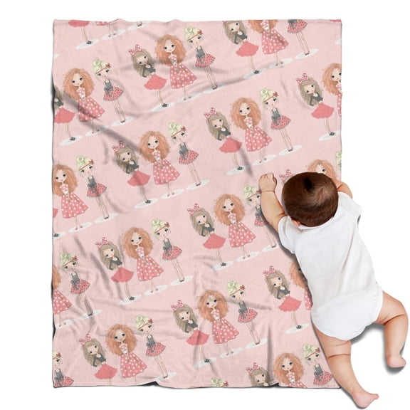 Doll Princess Pattern Blanket,Comfortable Soft Flannel Throw Blanket,All Season,Warm Lightweight Blankets for Sofa Bed Couch Living Room Chair,30"x40"