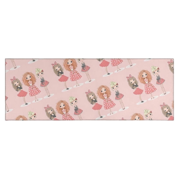 Doll Princess Pattern Kitchen Rug Mat,Kitchen Runner Rugs Non Skid Washable,Decorative Kitchen Floor Mats for Kitchen,Sink,Laundry,17"X47"