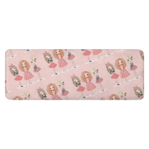 Doll Princess Pattern Kitchen Rug Mat,Kitchen Runner Rugs Non Skid Washable,Decorative Kitchen Floor Mats for Kitchen,Sink,Laundry,17"x47.2"