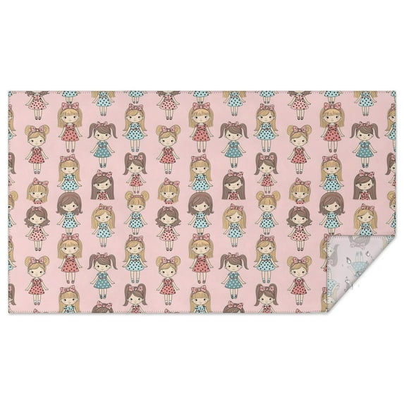 Doll Princess Pattern Rectangle Tablecloth 60"x102",Waterproof Polyester Rectangle Table Cloth, Wipeable Spillproof Polyester Tablecloth for Dining, Camping, Indoor and Outdoor