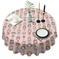 thumbnail image 1 of Doll Princess Pattern Round Tablecloth 60"x60",Wrinkle Wipeable Table Cloth for Kitchen Dining Room Picnic Patio Party, 1 of 6
