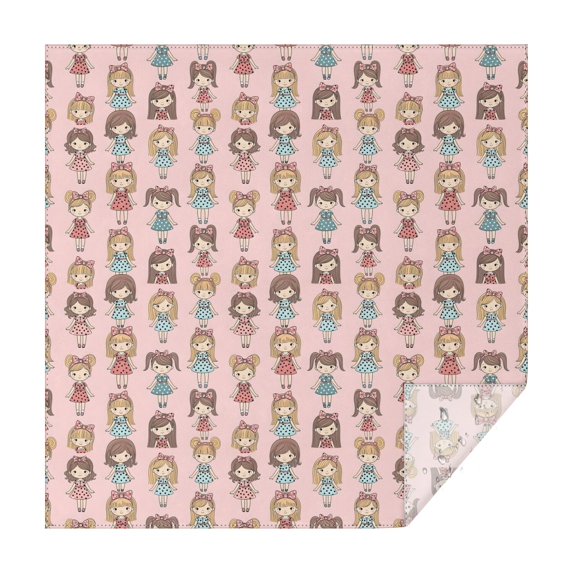 Doll Princess Pattern Square Tablecloth,Waterproof Square Table Cover,Wipeable Spillproof Washable Table Cover for Home Kitchen Party Decor 52"x52"(132x132cm)