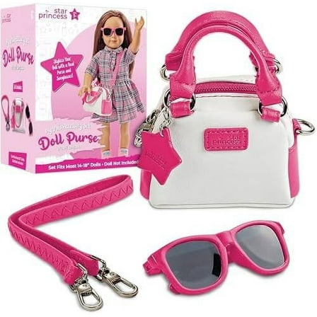 Doll Purse and Doll Sunglasses for 18-Inch Dolls - Doll Accessories Play Set for Kids Ages 3 4 5 6 7 8 9 10 11 12 - Excellent Addition to Her Cute Doll Collection - Great Gift for Girls and Toddlers