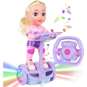 Kiddie Play Remote Control Dancing Doll on Self-Balancing Scooter, RC Interactive Musical Doll with LED Lights, Sounds, 360 Spin, Demo Mode, Forward & Reverse, Toy Gift for Girls Ages 3-8