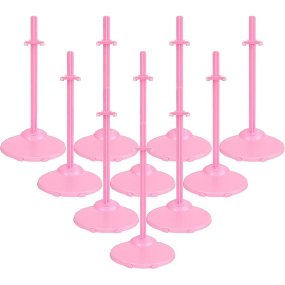 Doll Stands, Doll Stands Display Holder with Adjustable Waist Clip, Pink Doll Support Stand for 11 to 13 Inch Dolls Action Figure Stand Doll Accessories (10pc)