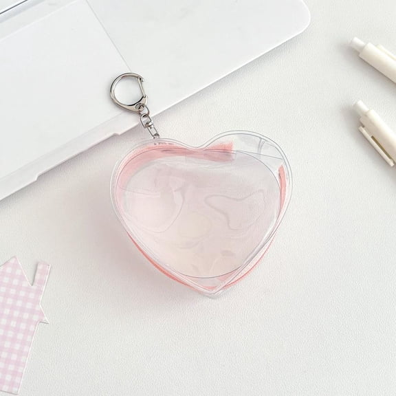 Doll Storage Bag with Keychain Colorful Love Heart PVC Transparent Bag Cartoon Doll Display Box Dustproof Case Gift Organizer Bags