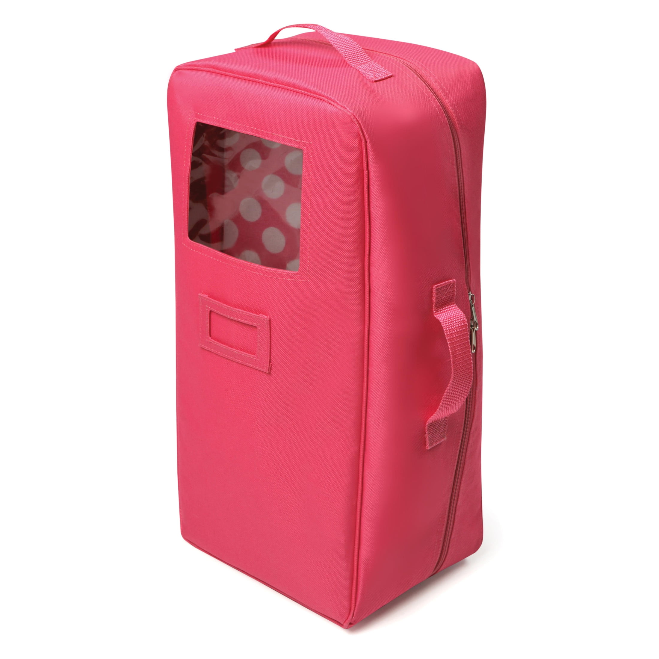 Pink Fabric Doll Travel Case with Bed and Bedding