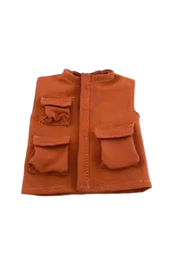 Doll Trouser,1/12 Scale Male Figure Doll Clothes Handmade,6 inch Male Action Figure sleeveless vest,Doll Outfit travel photo fishing vest with pocket,1/12 Scale BJD Doll Clothes Costume Orange