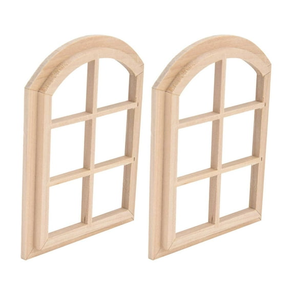 Doll Window Model Dollhouse Decoration 1/12 Scale Dollhouse Wooden Window Miniature Doll Furniture Window Arched Dollhouse Window