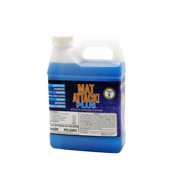 Dollamur Mat Attack! PLUS Gym & Yoga Mat Cleaner, Hygienic Cleaner for Rubber Flooring, Wrestling Mats, and Fitness Floors-Quart