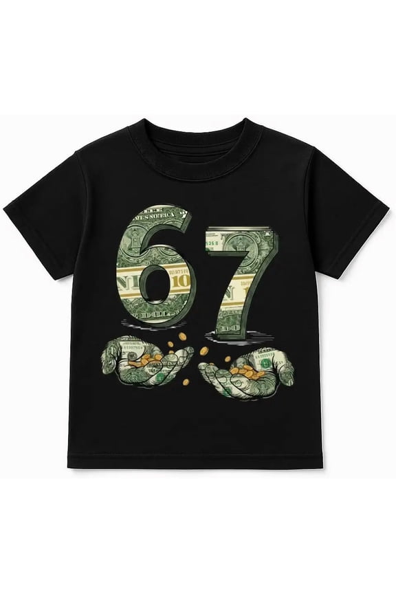 Dollar Bill 67 Number Graphic Hands Men Unisex Cotton T-Shirt