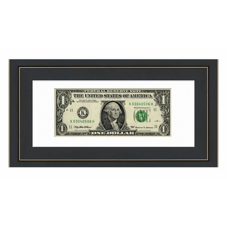 Dollar Bill Frame For Your First Dollar - Black with Gold Contemporary Currency Frame with UV