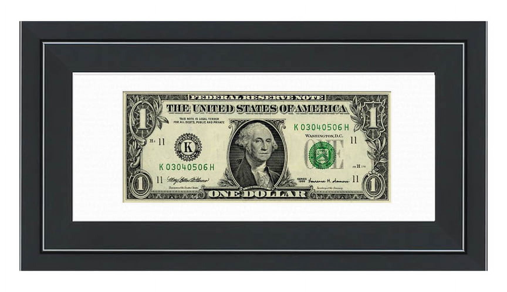 Dollar Bill Frame For Your First Dollar Black with White Pinstripe
