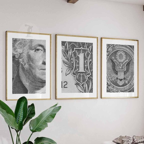 Dollar Bill Money Wall Art Luxury Monochrome Motivation Vintage Set 3 Unframed Paper Print 20x30