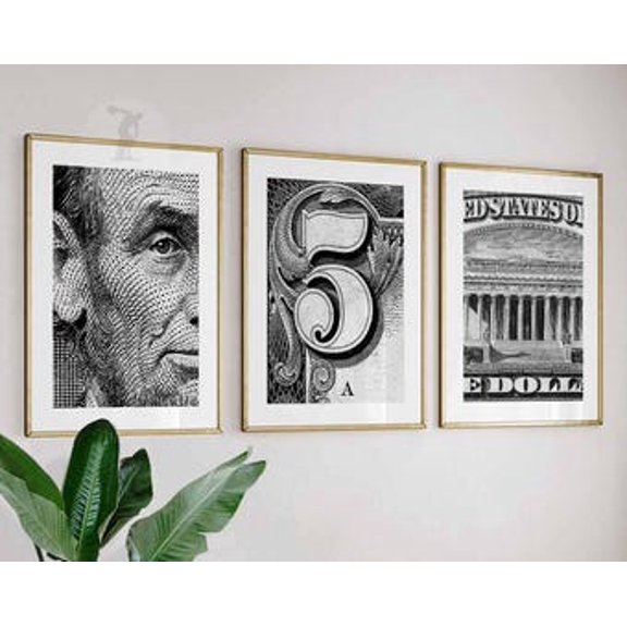 Dollar Bill Posters, Money Wall Art, Luxury Wall Art, Monochrome Poster, Motivation Poster, Vintage Art, Poster Only