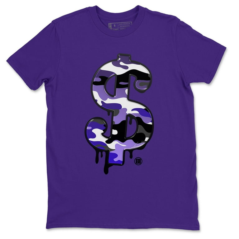 Dollar Camo T Shirt Jordan 12 Dark Concord Sneakers Matching Outfit AJ12 Top Purple Medium Walmart