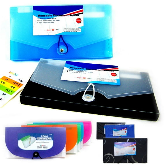 Dollar Empire 13-Pocket Plastic Expanding Document File Organizer, Assorted Colors