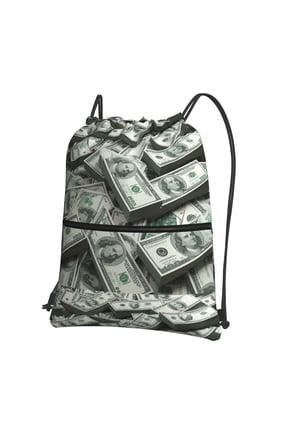 Dollar Money Drawstring Backpack Bag Water Resistant Yoga Shopping Cinch Bag Sackpack For Men Women