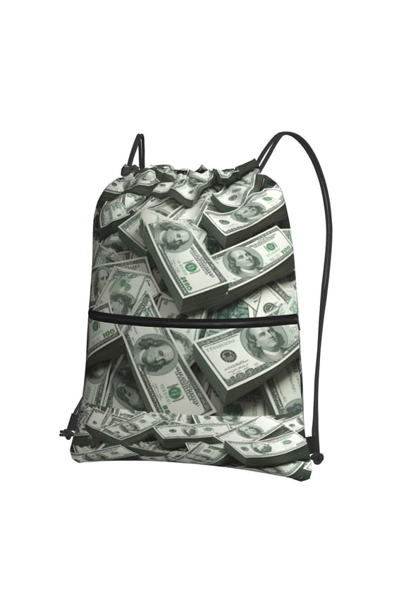 Dollar Money Drawstring Backpack Bag Water Resistant Yoga Shopping Cinch Bag Sackpack For Men Women