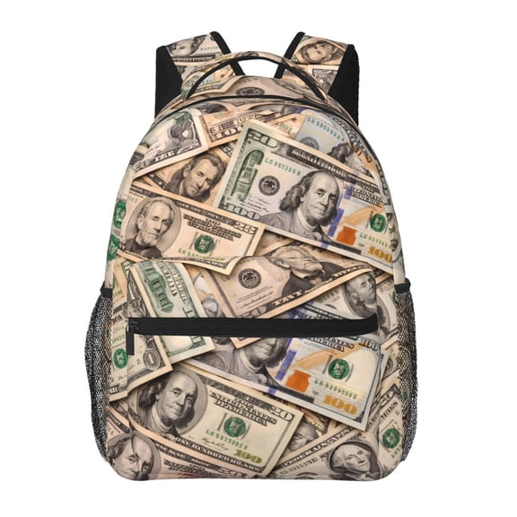 Dollar Money Pattern Backpack Lightweight Travel Bag for Men and Women