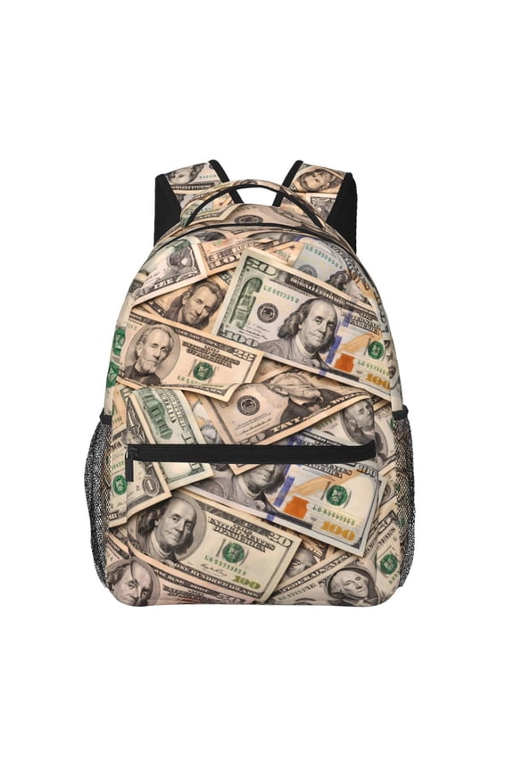 Dollar Money Pattern Backpack Lightweight Travel Bag for Men and Women
