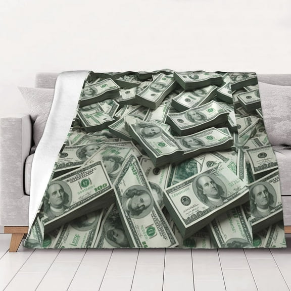 Dollar Money Warm Cozy Plush Throw Blanket for Couch Bed Sofa 50"x40"