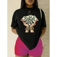 thumbnail image 1 of Dollar Print Crew Neck T-Shirt, Casual Short Sleeve T-Shirt For Spring & Summer, Women's Clothing, 1 of 5