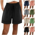 thumbnail image 1 of Dollar Sales! QATAINLAV Linen Shorts for Women Summer Casual Drawstring Elastic Waist Sweat Shorts Lightweight Beach Vacation Lounge Shorts with Pockets Navy XL, 1 of 9