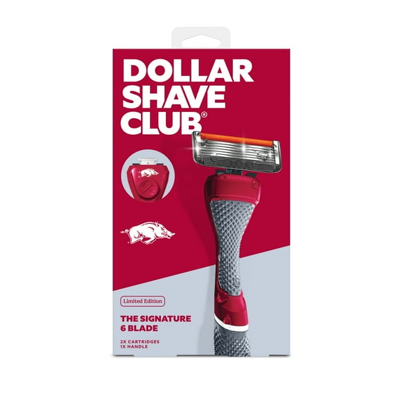 Dollar Shave Club Arkansas Razorbacks 6-Blade Starter Set 1 Handle, 2 x 6-Blade Razor Refills