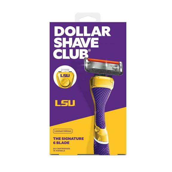 Dollar Shave Club LSU Tigers 6-Blade Starter Set 1 Handle, 2 x 6-Blade Razor Refills