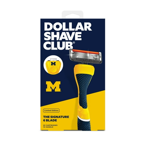 Dollar Shave Club Michigan Wolverines 6-Blade Starter Set 1 Handle, 2 x 6-Blade Razor Refills