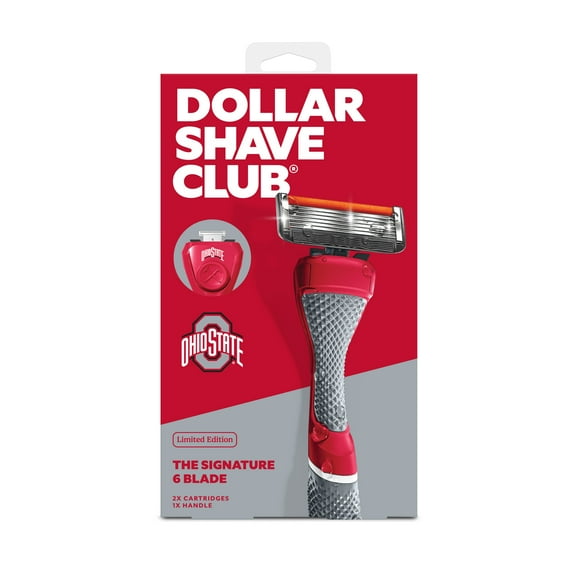 Dollar Shave Club Ohio State Buckeyes 6-Blade Starter Set 1 Handle, 2 x 6-Blade Razor Refills