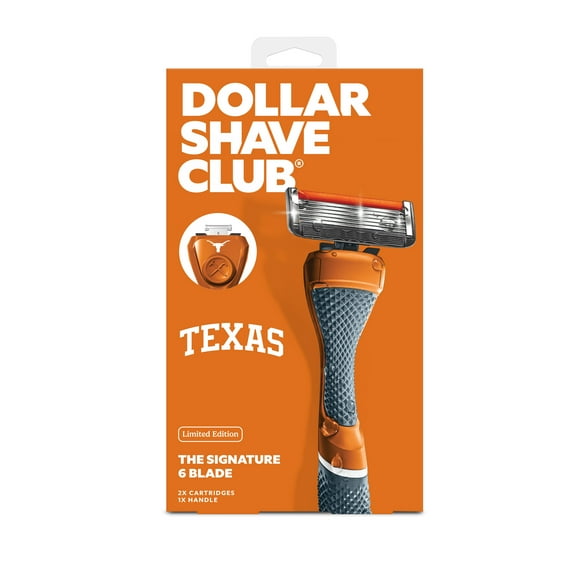 Dollar Shave Club Texas Longhorns 6-Blade Starter Set 1 Handle, 2 x 6-Blade Razor Refills